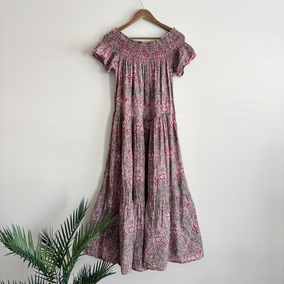 Marea Off Shoulder Floral Midi Dress Medium Mauve - Picture 3 of 7